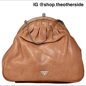 Prada Vintage Clasp Clutch with Chain in Blush